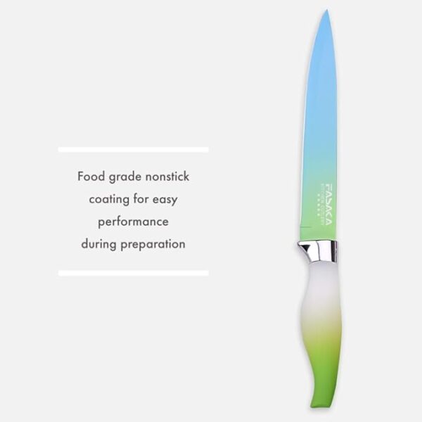 Colorful Kitchen Knife Set 5 Kitchen Knives with Peeler - Non-Stick Stainless Steel Chef Knife Set - Gradient Rainbow Knives with PP Handle - Image 5