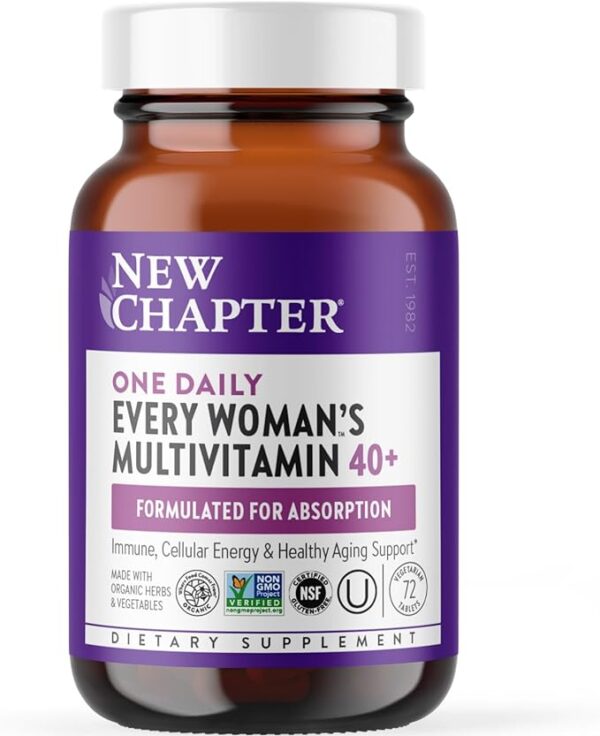 New Chapter Women's Multivitamin 40 plus for Energy, Healthy Aging + Immune Support with 20+ Nutrients -- Every Woman's One Daily 40+, Gentle on the Stomach, 72 Count