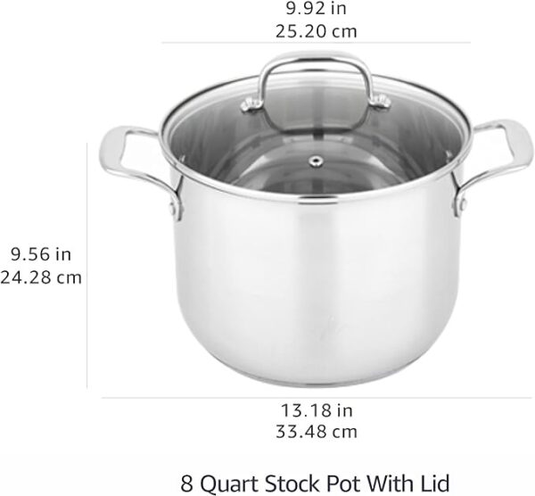 Amazon Basics - Stainless Steel Stock Pot with Lid, 8 Quart, Silver - Image 3