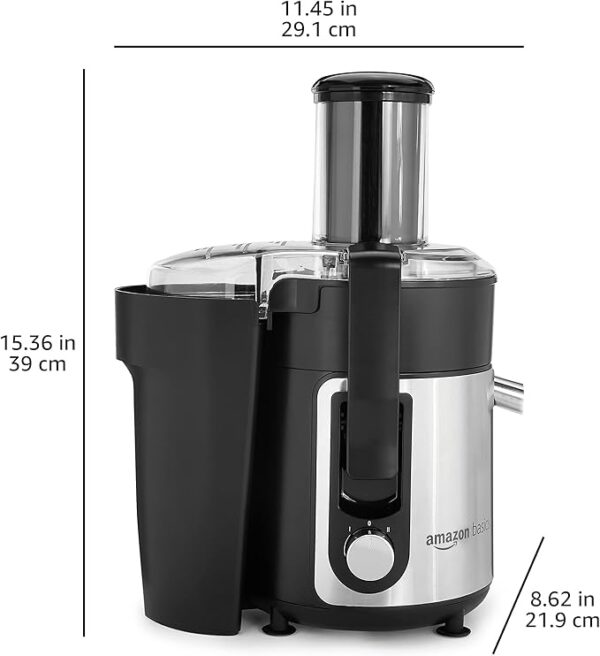 Amazon Basics Wide-Mouth, 2 speed centrifugal juicer, Black, 33.8 ounce / 1000 ML - Image 3