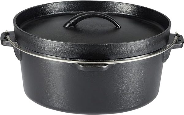 Amazon Basics Pre-Seasoned Cast Iron 5-Piece Kitchen Cookware Set, Pots and Pans, Black, 14.17 x 12.2 x 10.63 in - Image 5