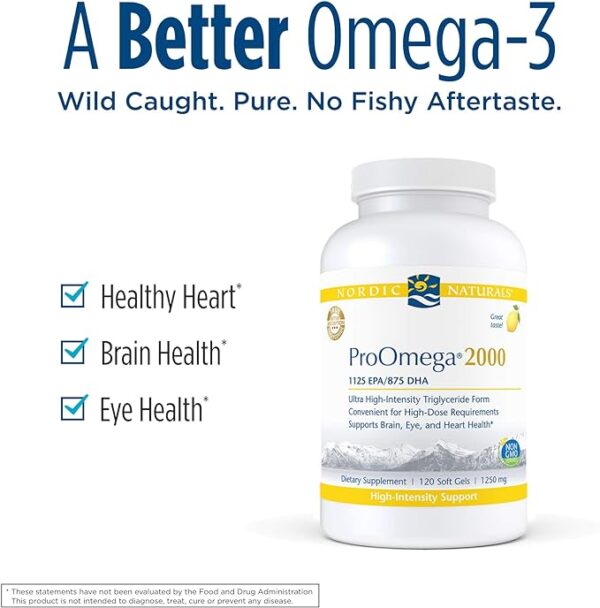 Nordic Naturals ProOmega 2000, Lemon Flavor - 120 Soft Gels - 2150 mg Omega-3 - Ultra High-Potency Fish Oil - EPA & DHA - Promotes Brain, Eye, Heart, & Immune Health - Non-GMO - 60 Servings - Image 5