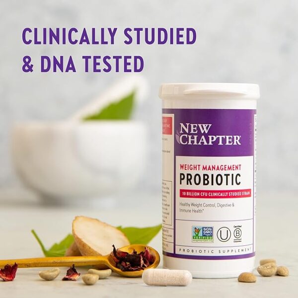 New Chapter Weight Management Probiotic - 60 ct (2 Month Supply), Probiotics for Men & Women with Prebiotics and Probiotics + 100% Vegan + Soy Free + Non-GMO - Image 3