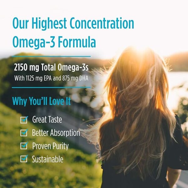 Nordic Naturals ProOmega 2000, Lemon Flavor - 120 Soft Gels - 2150 mg Omega-3 - Ultra High-Potency Fish Oil - EPA & DHA - Promotes Brain, Eye, Heart, & Immune Health - Non-GMO - 60 Servings - Image 3