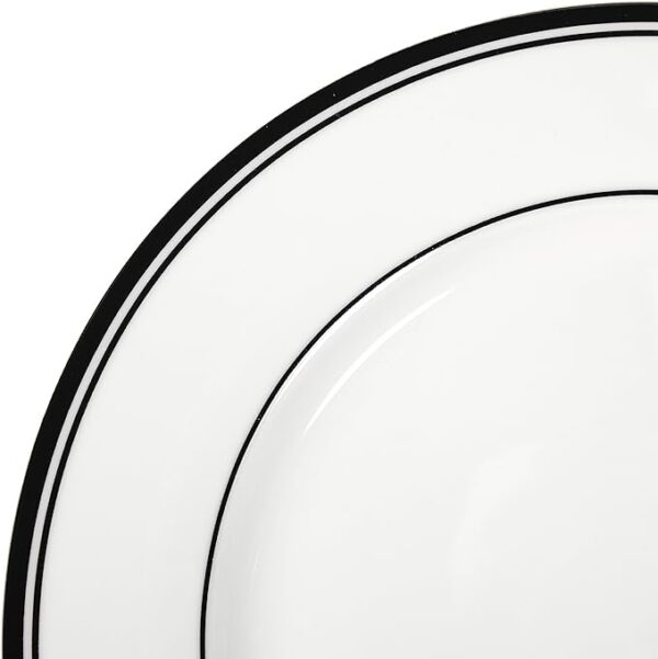 Amazon Basics 16-Piece Cafe Stripe Kitchen Dinnerware Set, Plates, Bowls, Mugs, Service for 4, Black - Image 4