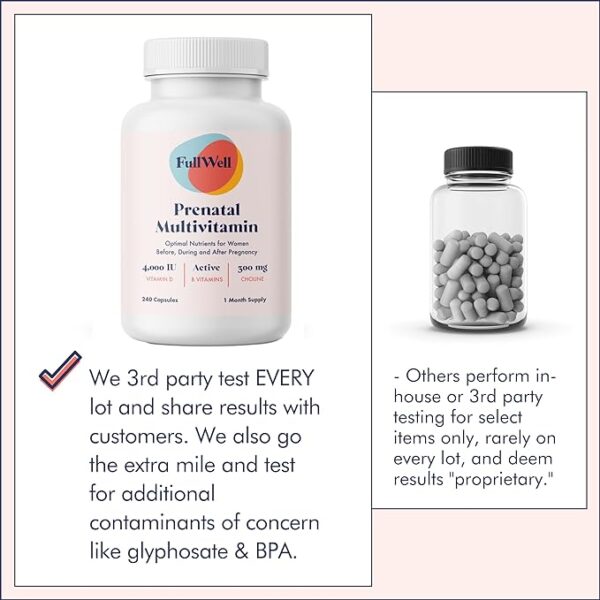 Prenatal Vitamins | choline, folate, vitamin D for fetal growth, brain development | 26+ Vital Nutrients | Dietitian-Formulated, OBGYN recommended, non-GMO, 3rd Party tested, 30 Servings - Image 3